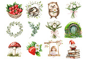 Watercolor Cute Strawberry Clipart, a Seasonal Illustration by CitraGraphics (Thumbnail 2 of 3)