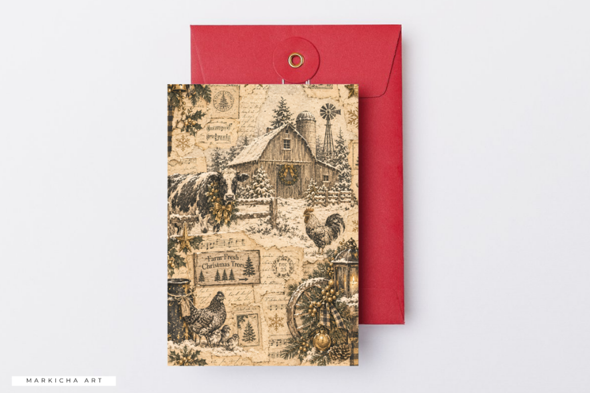 Farmhouse Christmas Junk Journal, a Background Graphic by Markicha Art (Photo 5 of 5)