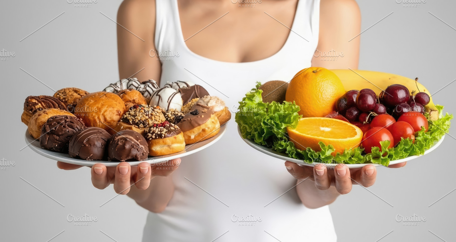 Choosing Between Junk Food and Healthy Fruits, a Person Photo by Davizro's Market