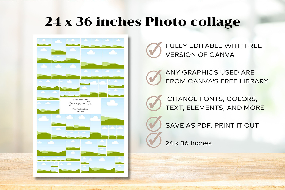 24x36 Photo Collage - Canva Template, a Templates & Theme by Adalin Shop (Photo 3 of 4)