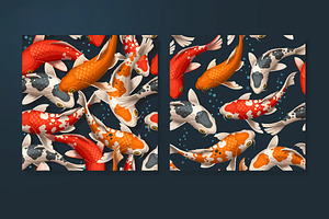 Koi Carps Seamless Patterns