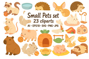 Cute Small Pets Clipart Set