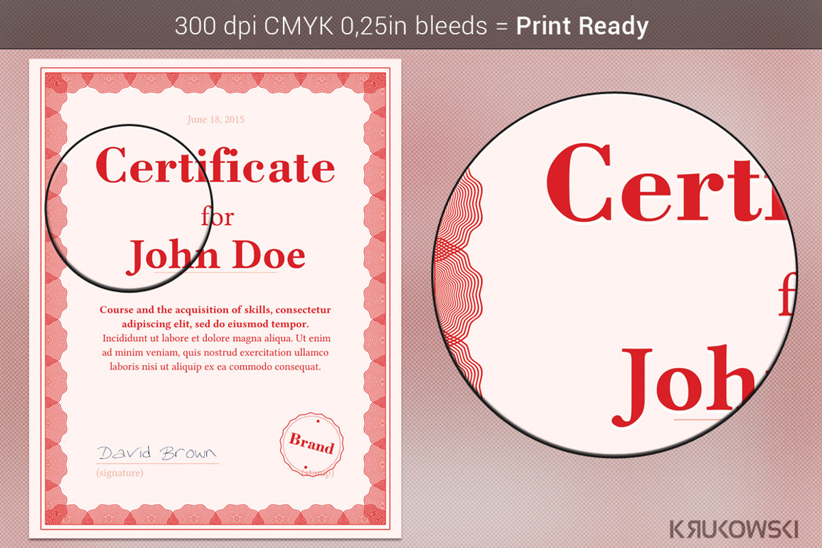 Red Certificate Template, a Stationery Template by Krukowski Graphics (Photo 2 of 3)