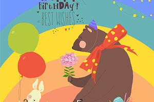Cute Bear riding Bicycle, an Animal Illustration by Maria Starus