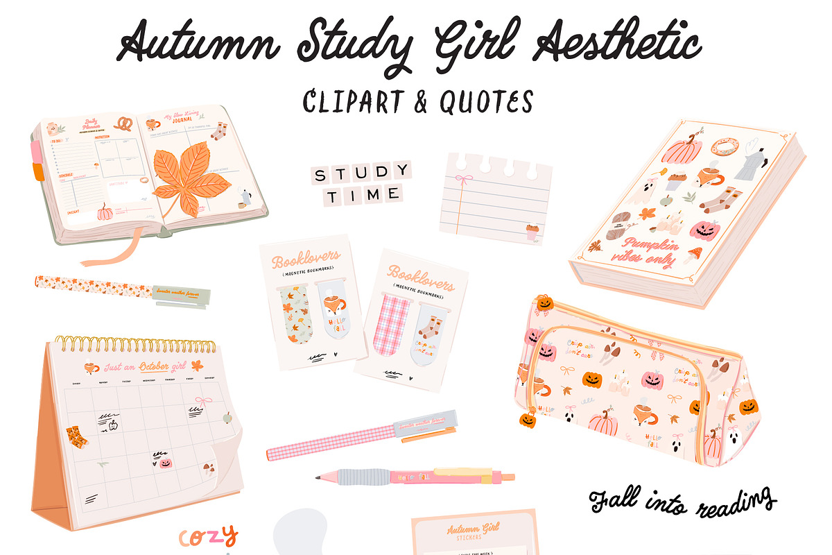 Fall School Girl: Cozy Study Clipart, an Object Graphic by Ruslana Lubenets (Photo 4 of 13)