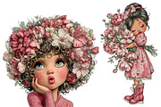 Whimsical Cute Girls Clipart, a Seasonal Illustration by CitraGraphics (Thumbnail 4 of 6)