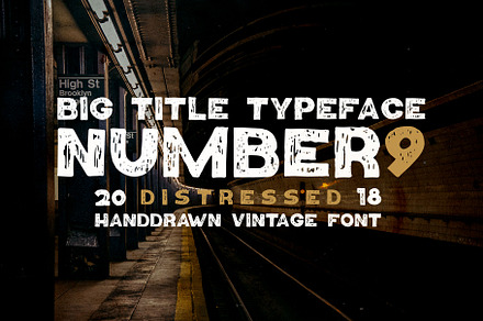 Number9 - Handdrawn Vintage Font, a Font by Roman Paslavsky