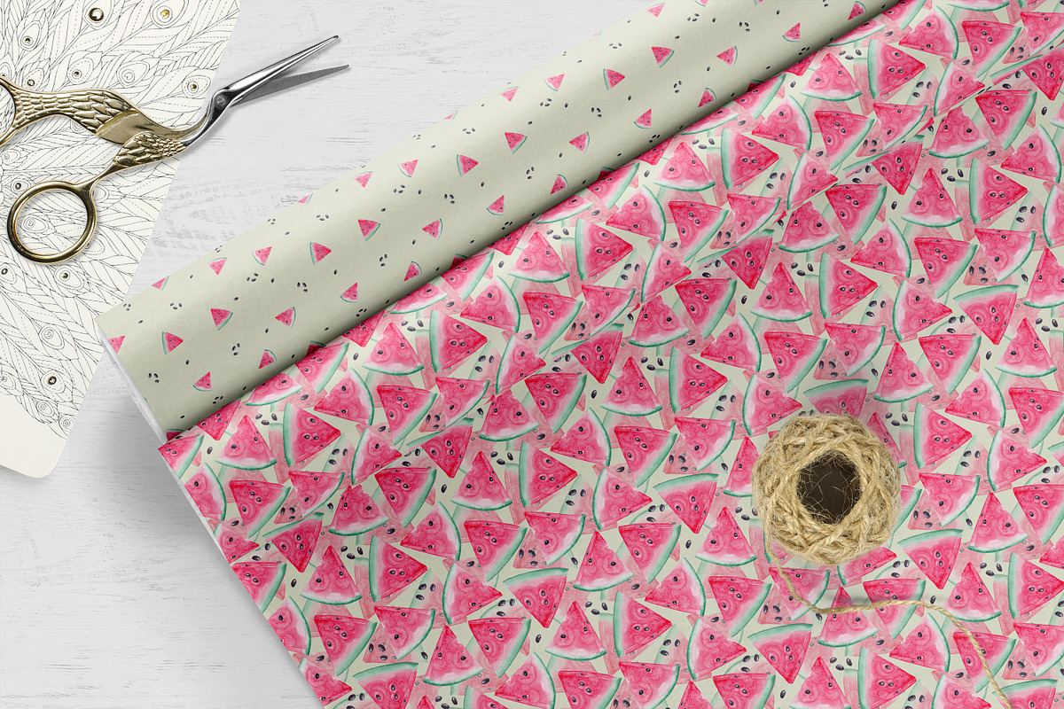 Watercolor Watermelon Patterns Set, a Pattern Graphic by Oksana Dovhopol Art (Photo 11 of 11)