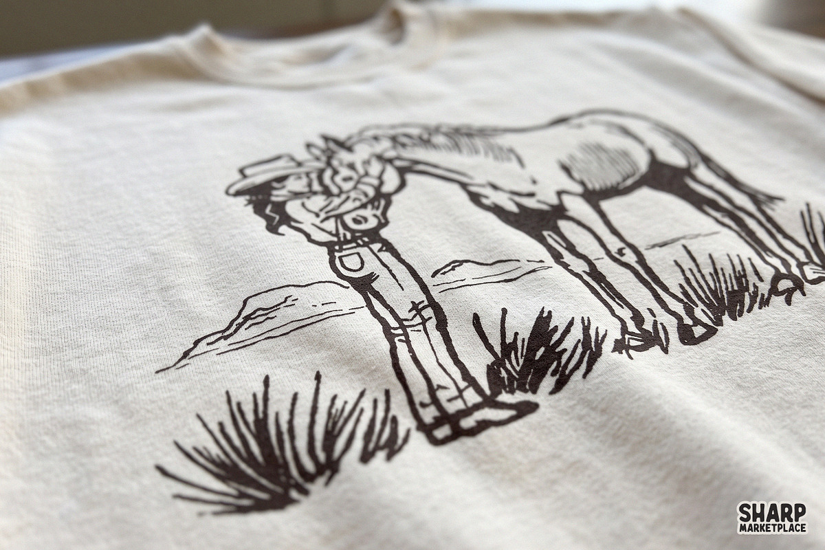 Vintage Sketch Cowgirl Petting A, an Object Graphic by SharpMarketplace (Photo 4 of 4)