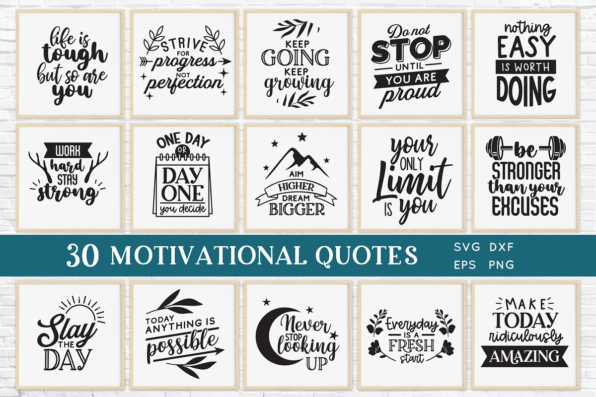 Motivational Quotes svg bundle, an Object Graphic by Peachycottoncandy (Photo 1 of 7)