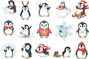 Funny Winter Penguin Sketch Art, an Illustration by Designking (Thumbnail 2 of 5)