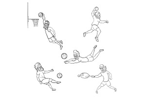 Set of athlete different sports