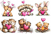 Valentine’s Day Animals Clipart, an Illustration by Daily.Designs (Thumbnail 4 of 5)