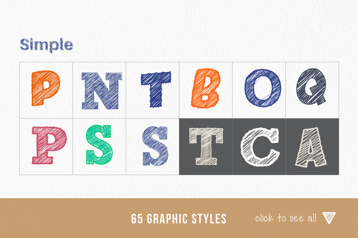 LetterSketch-65 Illustrator Effects, a Layer Style Add-On by Vector Galore (Photo 3 of 6)
