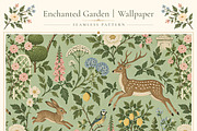 Enchanted Garden Seamless Wallpaper, a Wallpaper Graphic by by creative paper (Thumbnail 1 of 15)