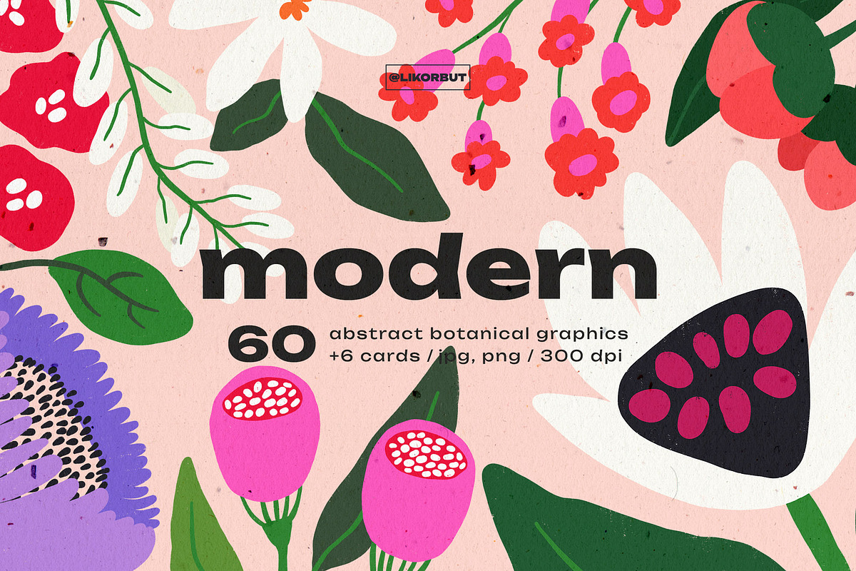 Abstract Modern Floral Graphics, a Decorative Illustration by likorbut (Photo 1 of 10)