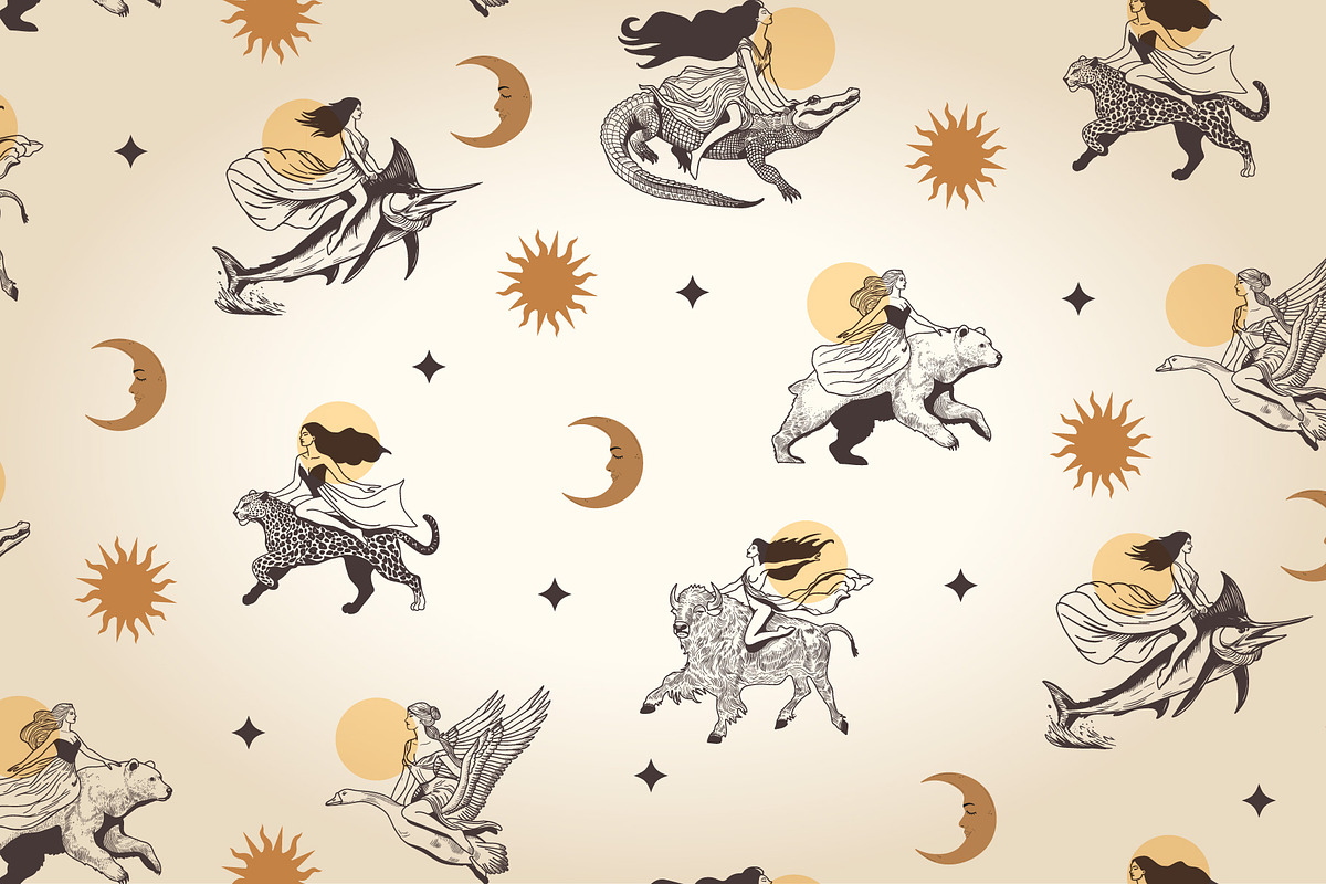 Moon Goddess Spirit Animal Bundle, an Illustration by Wanderlust Heart Branding (Photo 2 of 8)
