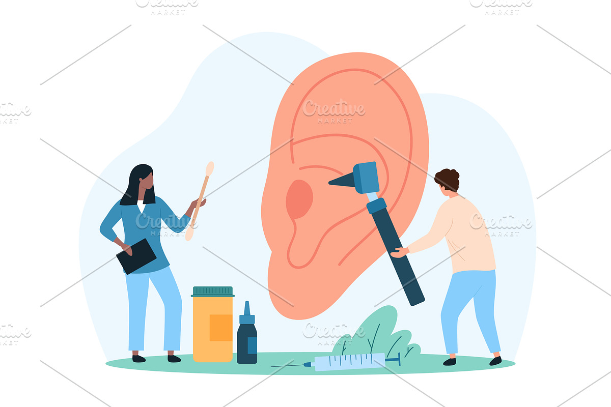 Diagnosis & treatment earache visit, an Object Illustration by Flashvector