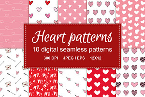 Valentine seamless patterns set