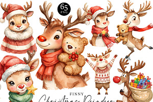 Funny Christmas Reindeer Clipart, an Animal Illustration by Design Scotch