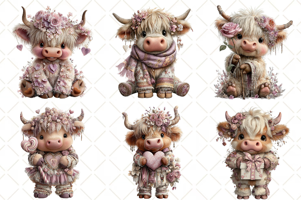 Whimsical Valentine Highland Cow, an Illustration by Black Bird Studio (Photo 6 of 6)