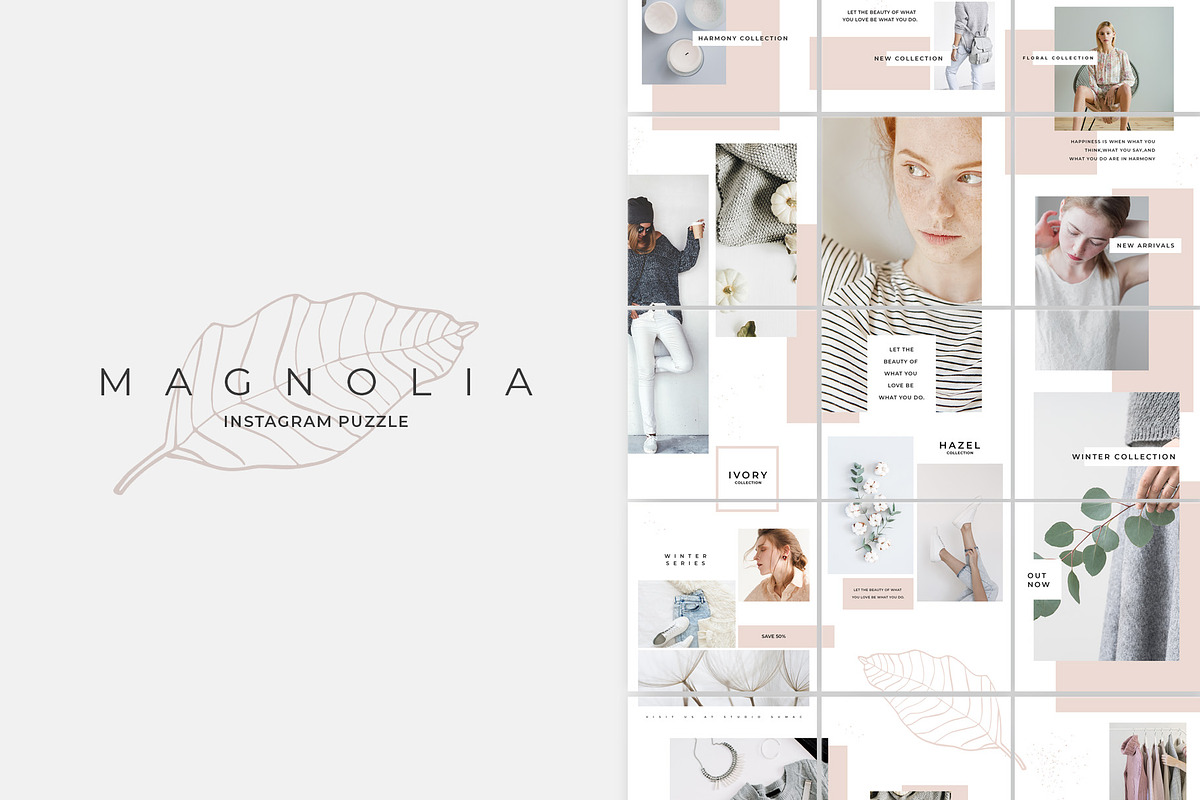 Magnolia Instagram Puzzle Template, a Social Media Template by Studio Sumac (Photo 1 of 5)