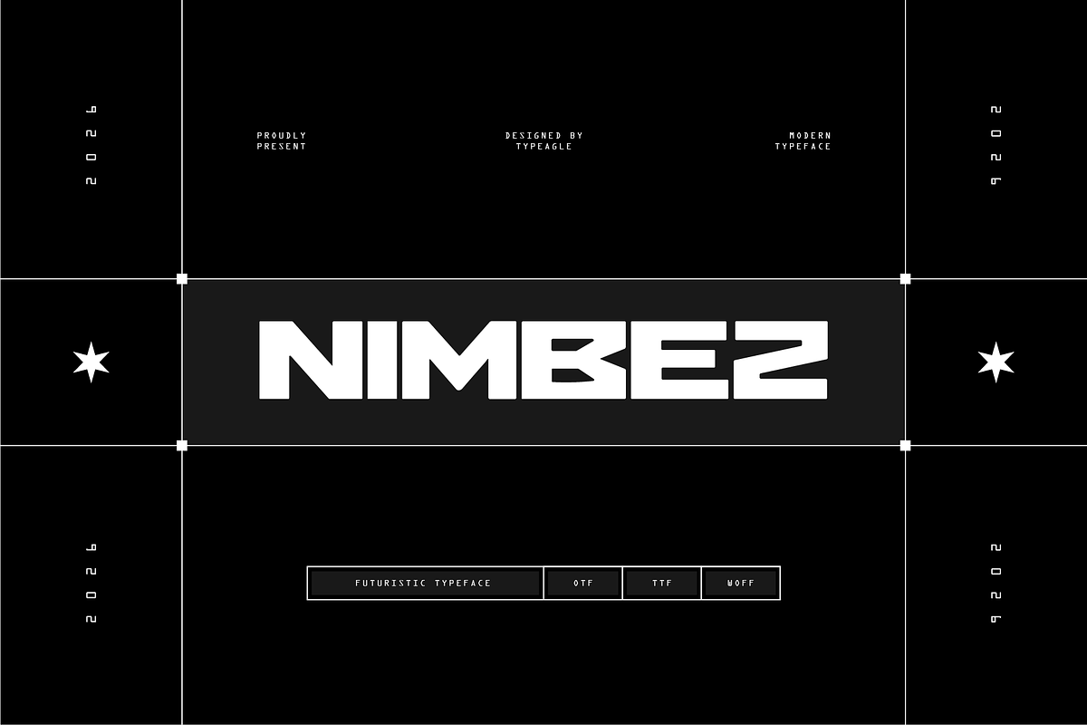 Nimbez - Futuristic Display Font, a Sans Serif Font by Typeagle (Photo 1 of 11)