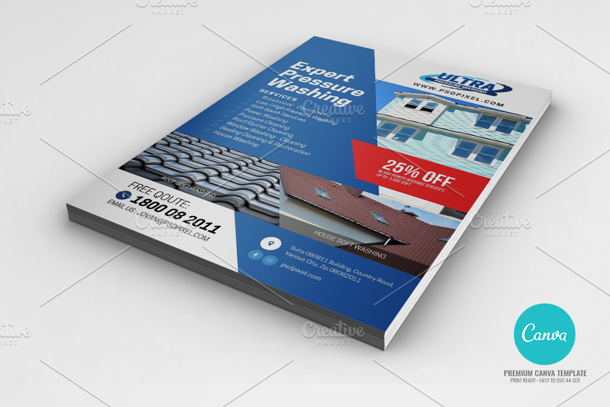 Pressure Washing Promotional Canva, a Flyer Template by PSDPixel (Photo 2 of 4)