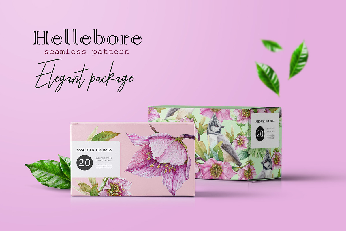 Hellebore Floral Seamless Pattern, a Decorative Illustration by AnitaPol (Photo 6 of 12)