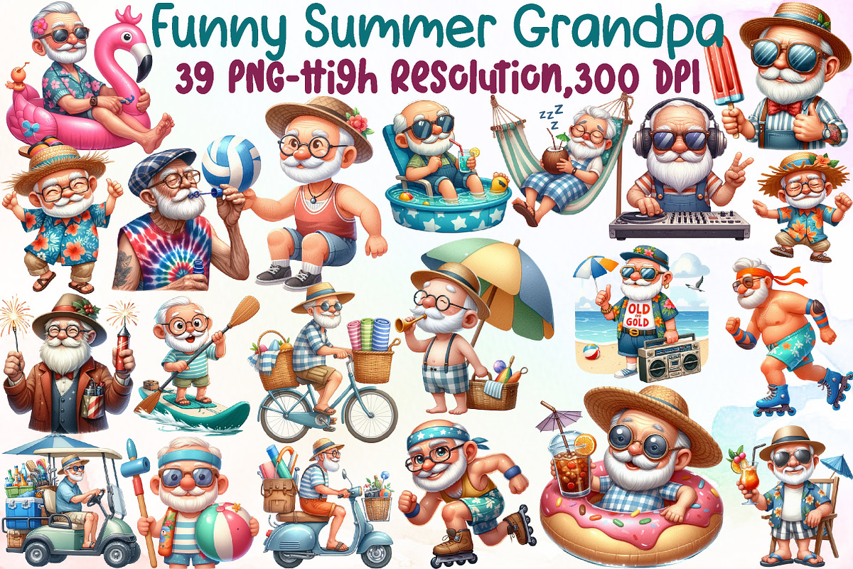 Funny Summer Grandpa Sublimation Cli, an Illustration by Sublimation Artist (Photo 1 of 6)
