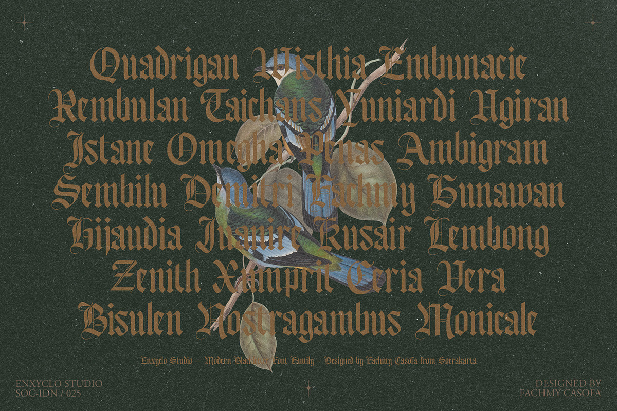 Bageshron Blackletter Font Family, a Blackletter Font by Enxyclo Studio (Photo 10 of 27)