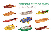Different boats, water transport set, a Transportation Illustration by Good Studio (Thumbnail 1 of 11)