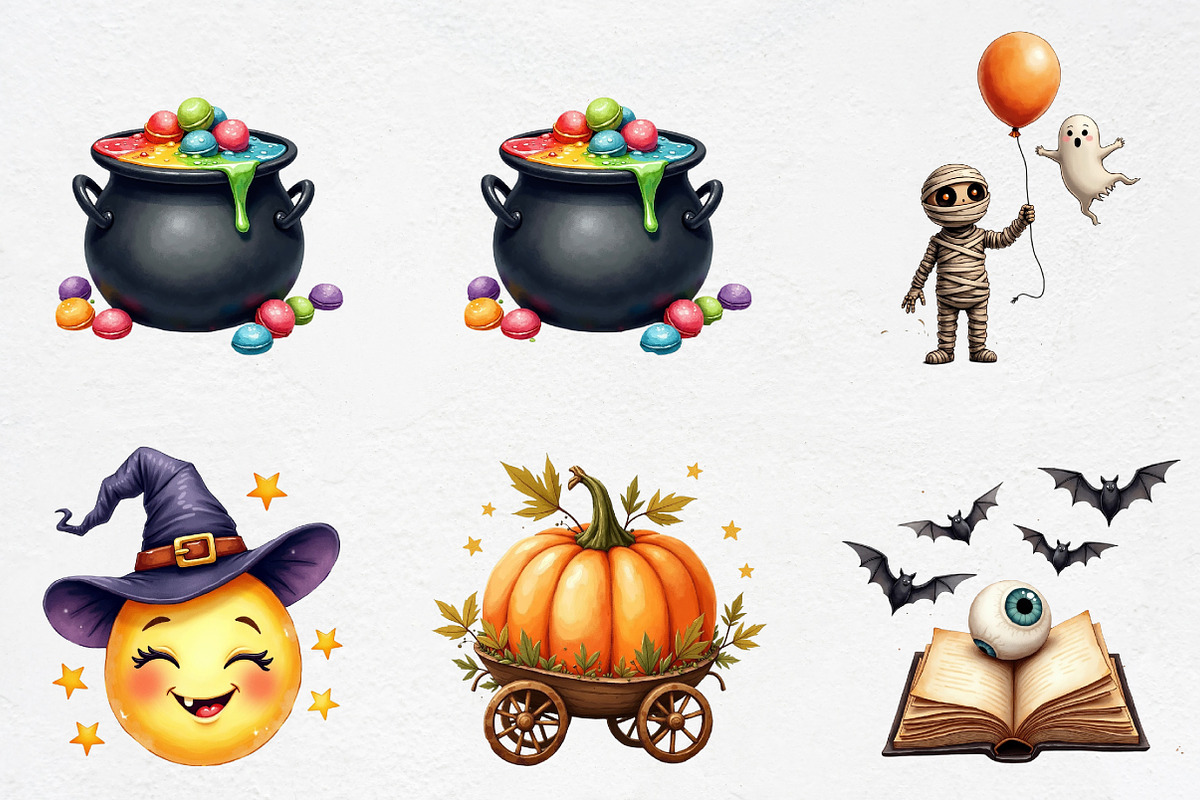 Whimsy Halloween Clipart, an Illustration by CrexoraLab (Photo 3 of 5)