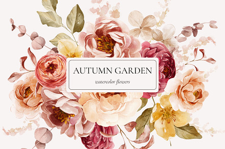 AUTUMN GARDEN watercolor flowers
