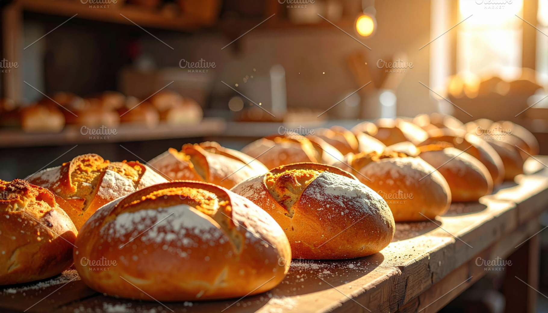 Freshly Baked Breads on Rustic Wooden Table, a Food & Drink Photo by Davizro's Market