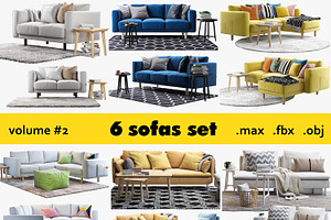 6 sofa set 3d model, a Furniture 3D Model by 3dmitruk