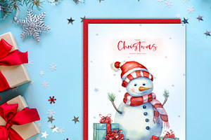 Watercolor Snowmen Clipart Pack