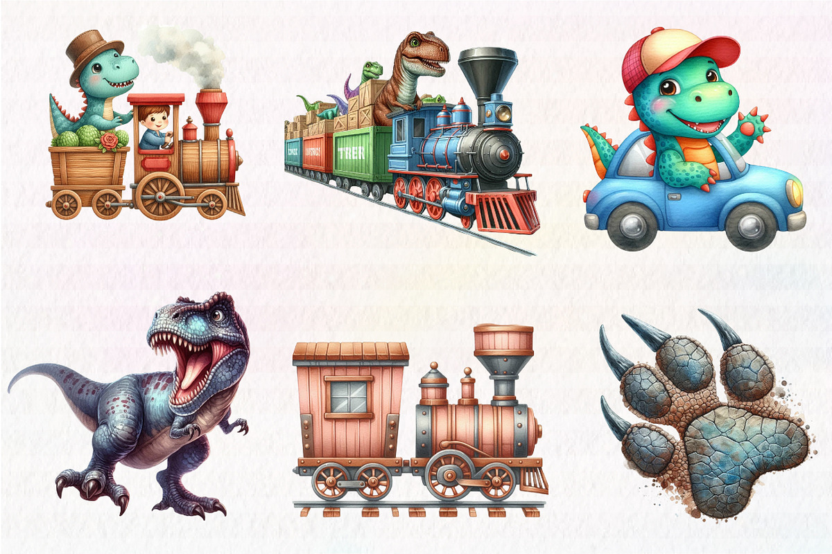 Dinosaurs watercolor clipart, an Illustration by CreationArt (Photo 2 of 7)