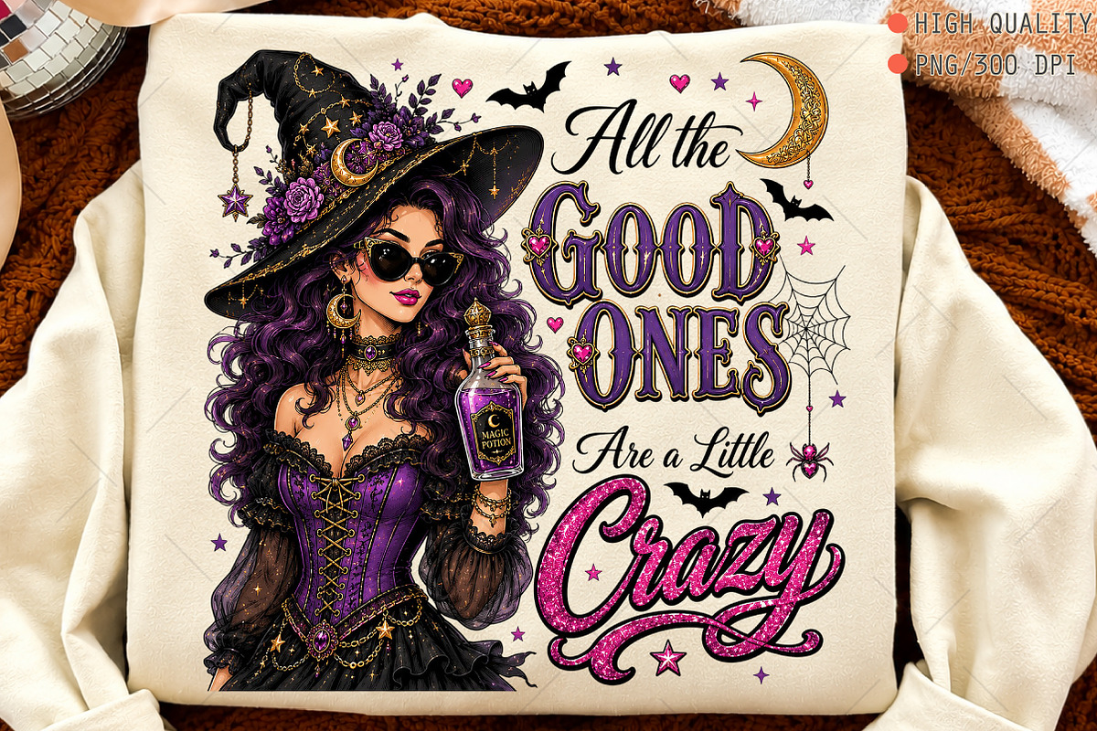 Glam Witch Halloween Sublimation PNG, a Seasonal Illustration by OK Design (Photo 4 of 5)
