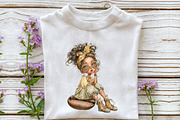 Whimsical Summer Coffee Girl Clipart, a Seasonal Illustration by OK Design (Thumbnail 5 of 6)