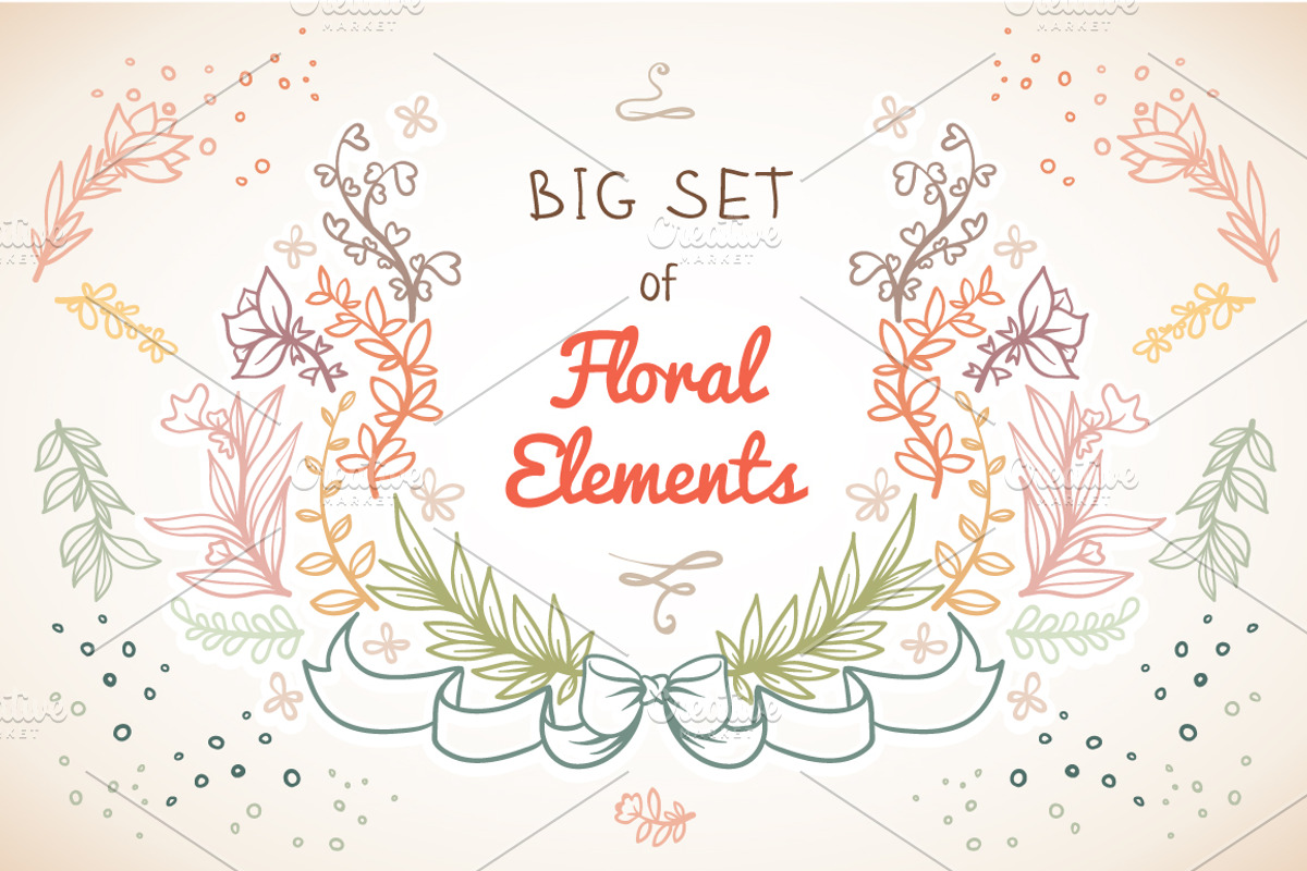 Big set of Floral Elements, a Decorative Illustration by Dreaming_Lucy (Photo 1 of 5)