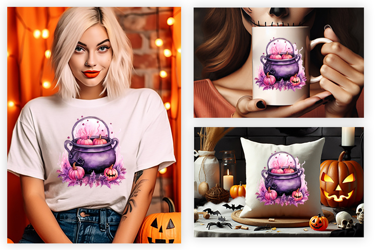 Halloween Pink Cauldron PNG Bundle, a Seasonal Illustration by Creative Arslan (Photo 5 of 7)