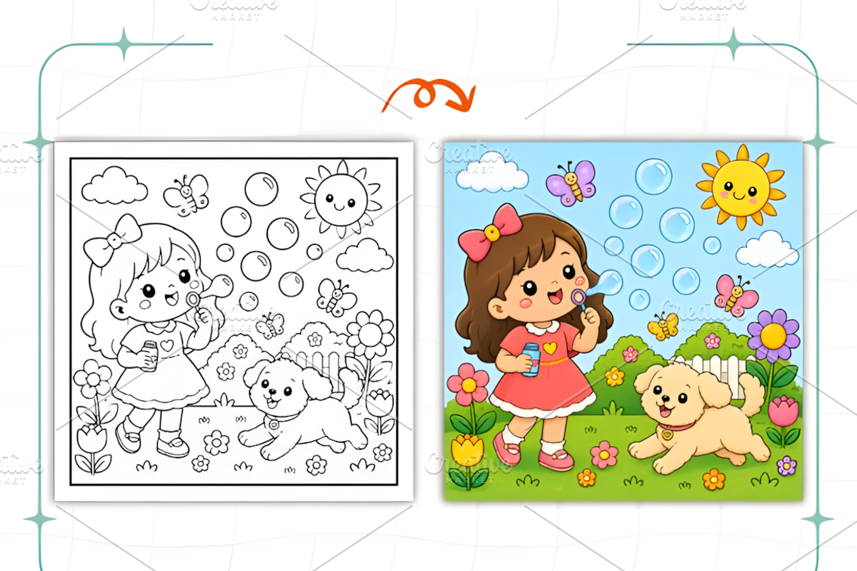 Cozy Dog and Me Cute Cozy Coloring, a Decorative Illustration by Design Station (Photo 3 of 7)