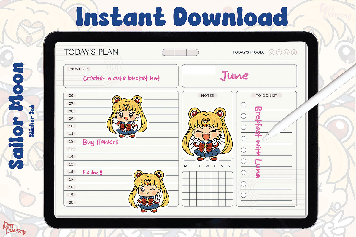 Cute Kawaii Sailor Moon Sticker Set, an Icon by Dori Debreceni draws (Photo 2 of 4)