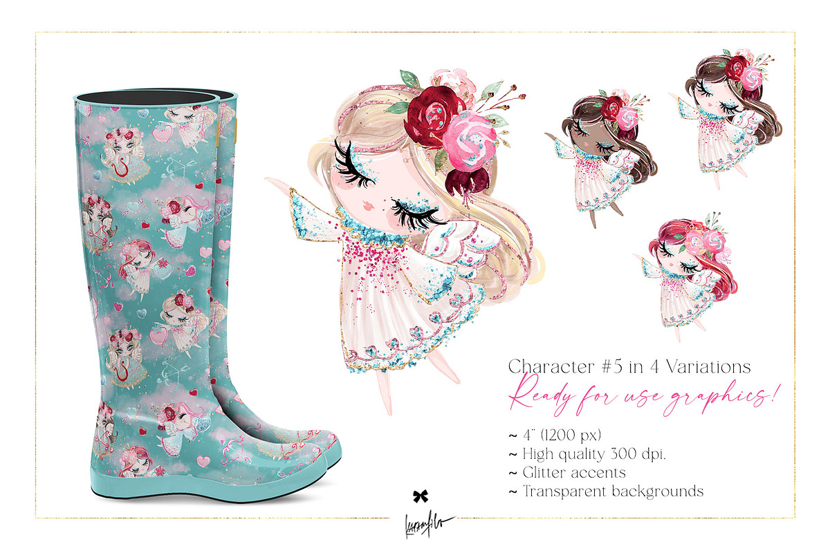 Valentine Cupid Angels Illustrations, a Seasonal Illustration by KaramfilaS (Photo 6 of 11)