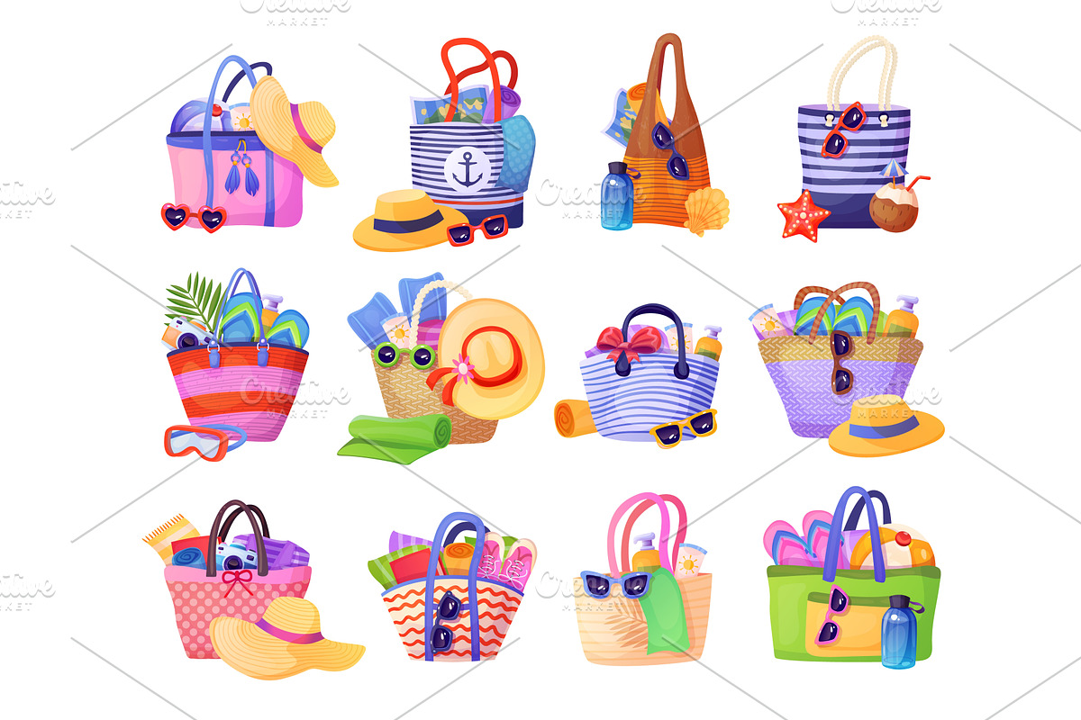 Summer beach bags set. Summertime, an Object Illustration by Stock-Smart-Start