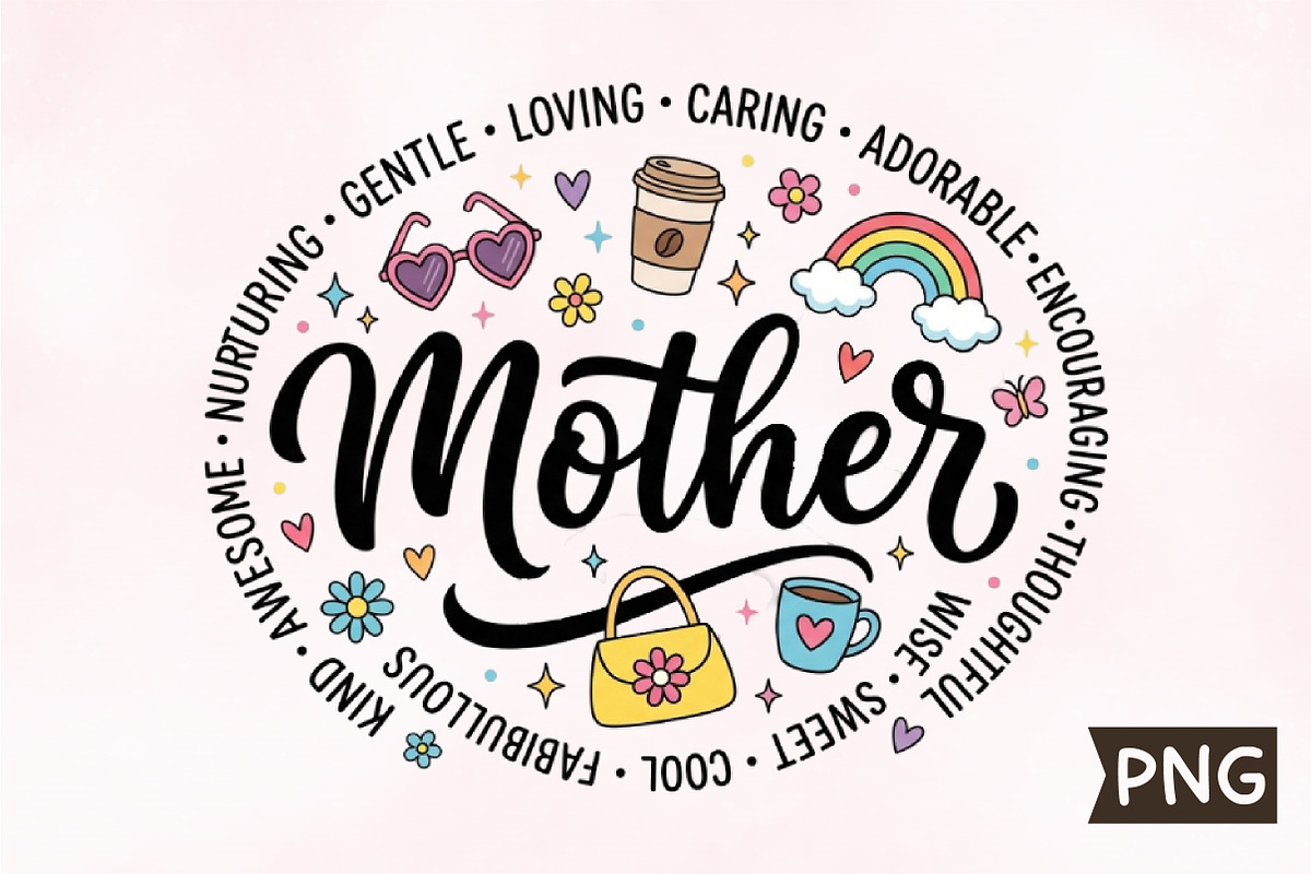 Retro Mothers Day, Mama Heart, Mom, an Illustration by Creative Art (Photo 1 of 3)