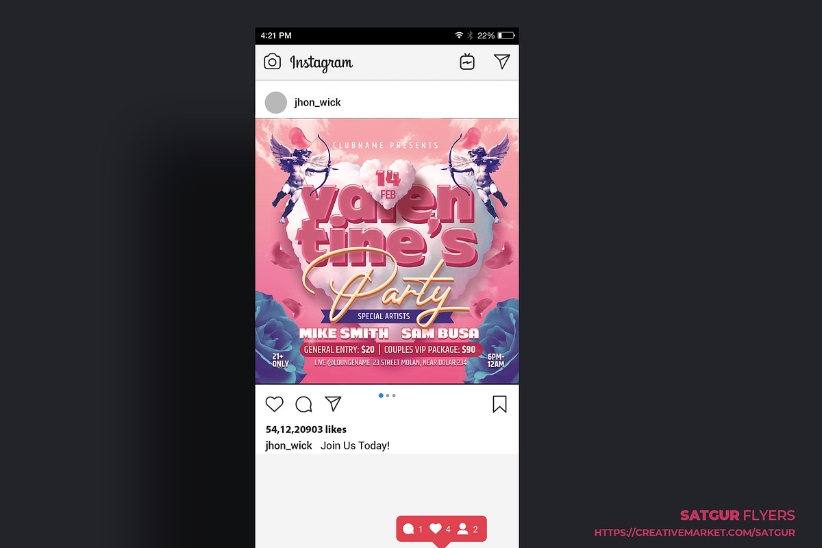 Valentines Day Party Flyer Template, a Flyer Template by Satgur Graphic Design (Photo 4 of 6)