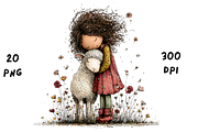 Whimsical Floral Girl & Lamb, an Animal Illustration by GiraffeCreative (Thumbnail 9 of 20)