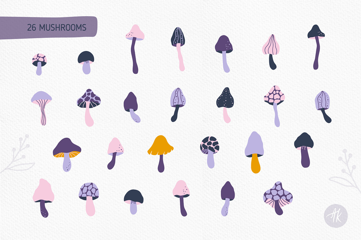 Mystical Mushrooms Clipart Set, an Object Graphic by Alena Koval (Photo 3 of 16)